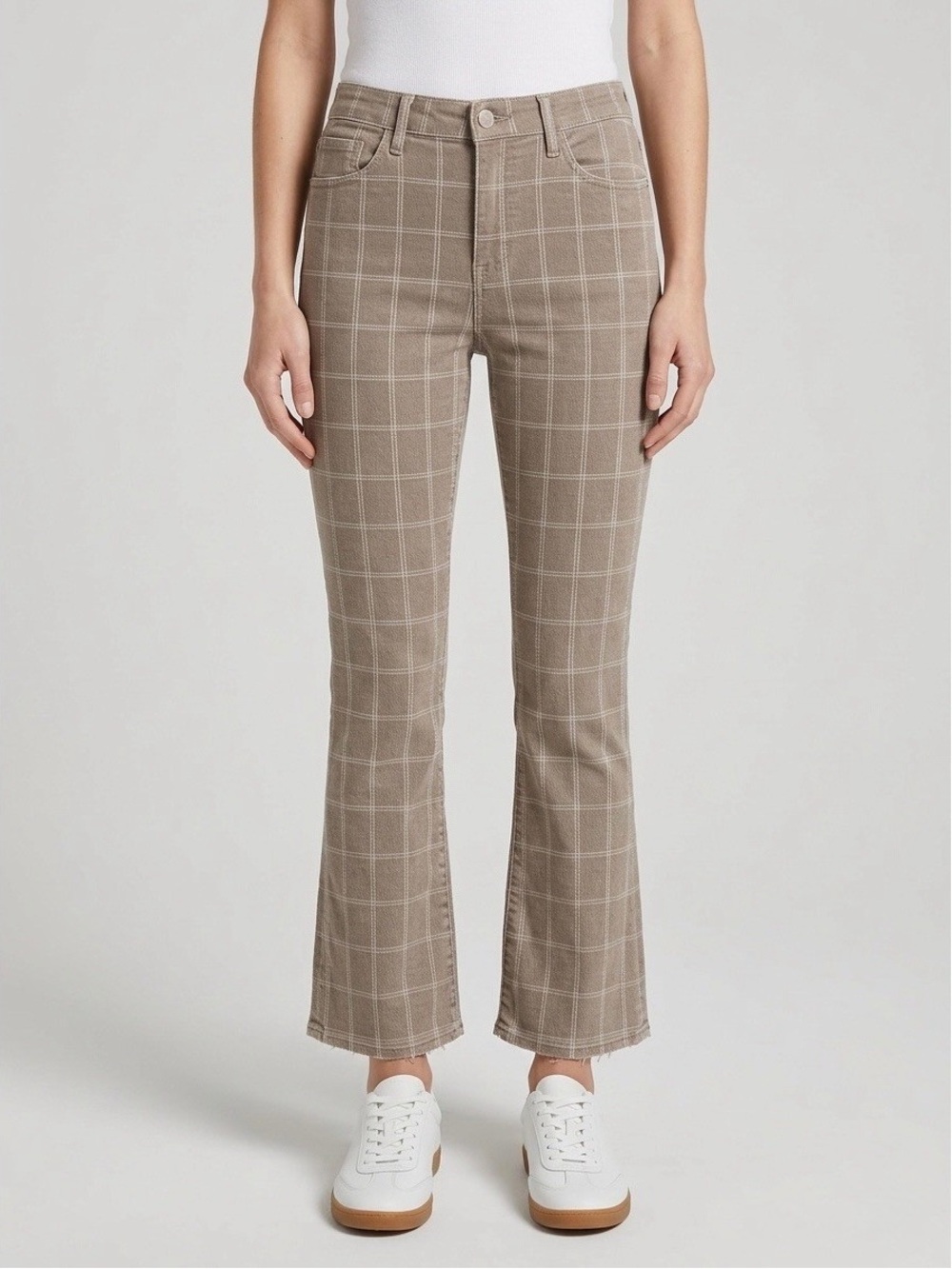NWT FRAME Le Crop Mini Boot Twill Pant size 30 in Oxford Plaid
